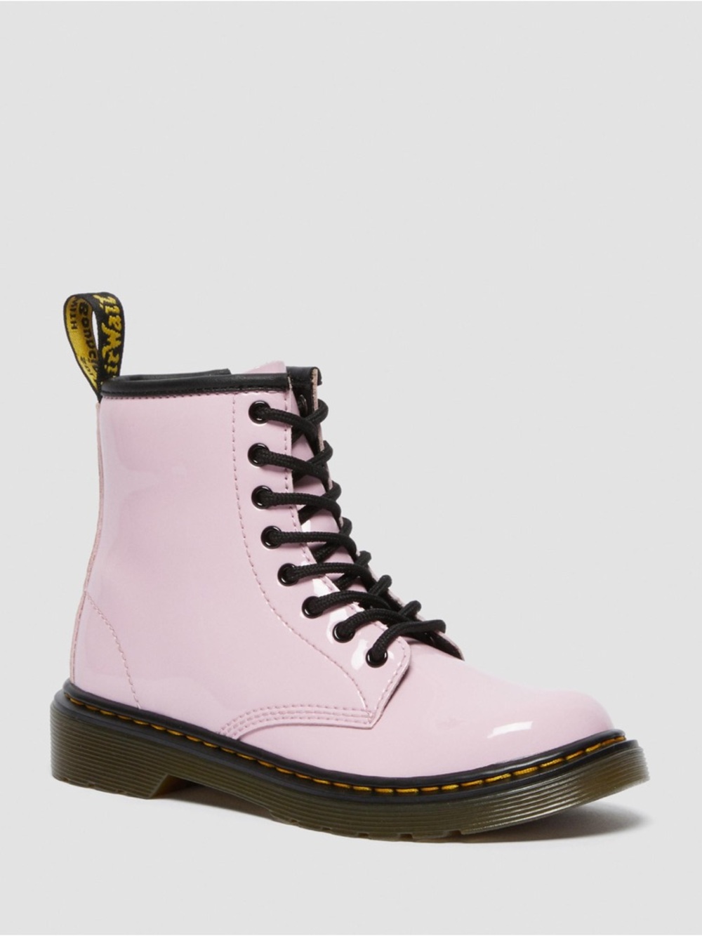 Dr. Martens Junior 1460 Patent Leather Lace Up Boots in Pale Pink size 12